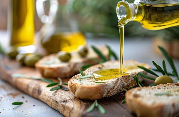 Bottles of flavored olive oil and balsamic vinegar in the Gallagher Olive Oil tasting room.